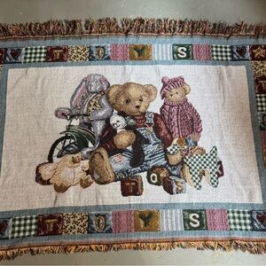 Charming Teddy Bear and Toy Themed Throw Blanket